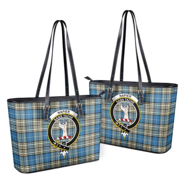 Napier Ancient Tartan Crest Leather Tote Bag Discount
