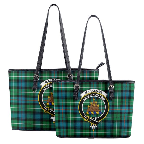 MacKenzie Ancient Tartan Crest Leather Tote Bag Cheap - Image 4
