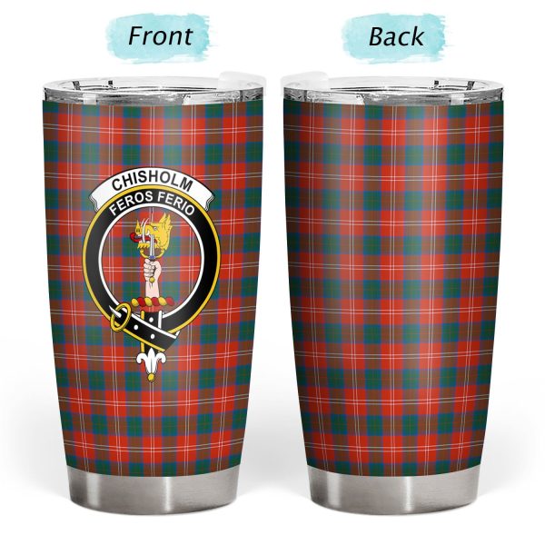 Chisholm Ancient Tartan Crest Tumbler Online Sale - Image 3