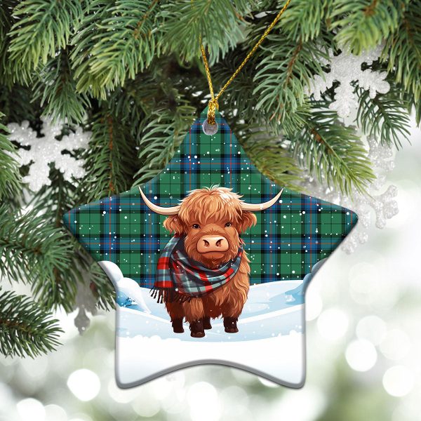Armstrong Ancient Tartan Christmas Ceramic Ornament - Highland Cows Snow Style For Discount - Image 4