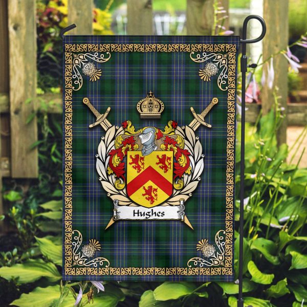 Hughes Tartan Crest Garden Flag - Celtic Thistle Style Sale - Image 2