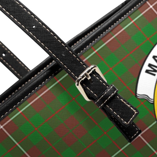 MacKinnon Hunting Modern Tartan Crest Leather Tote Bag For Cheap - Image 5