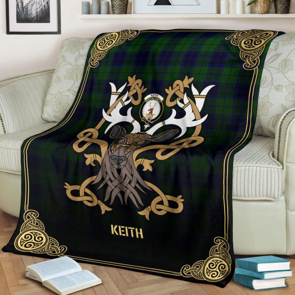 Keith Modern Tartan Crest Premium Blanket - Celtic Stag style Cheap - Image 2