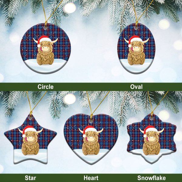 Greer Tartan Christmas Ceramic Ornament - Highland Cows Style For Cheap