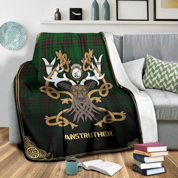Anstruther Tartan Crest Premium Blanket - Celtic Stag style Supply - Image 3
