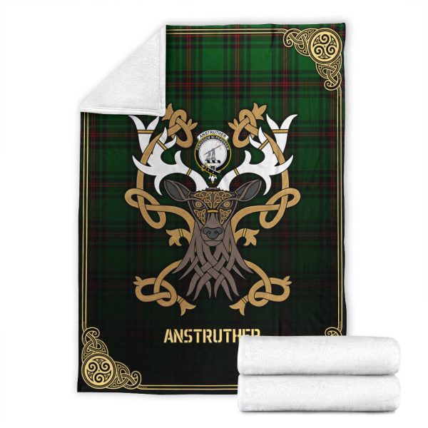 Anstruther Tartan Crest Premium Blanket - Celtic Stag style Supply - Image 4