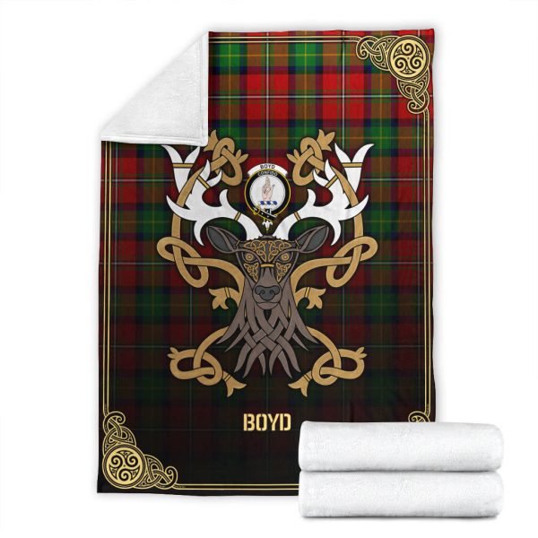 Boyd Modern Tartan Crest Premium Blanket - Celtic Stag style Discount - Image 4