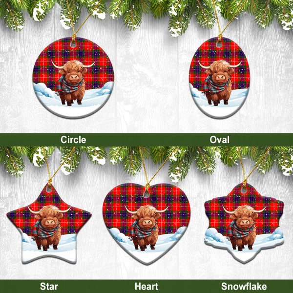 Abernathy Tartan Christmas Ceramic Ornament - Highland Cows Snow Style Online Sale