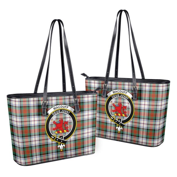 MacDuff Dress Ancient Tartan Crest Leather Tote Bag Hot on Sale