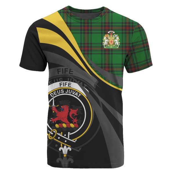 Fife District Tartan Crest T-shirt - Royal Coat Of Arms Style For Cheap