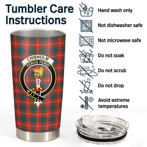 Chisholm Ancient Tartan Crest Tumbler Online Sale - Image 4