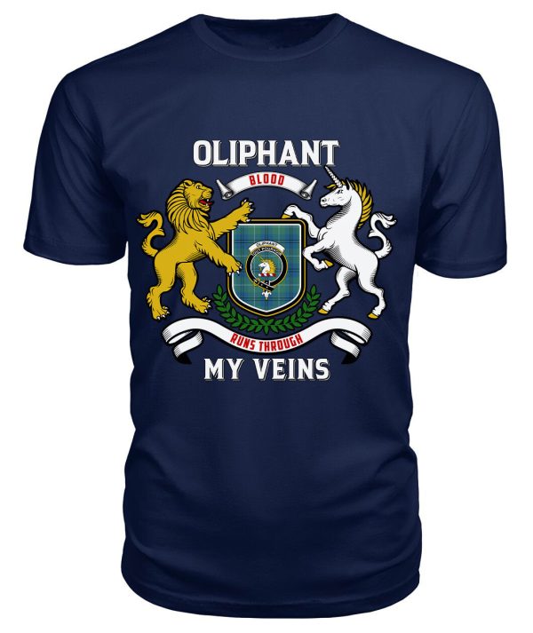 Oliphant Ancient Tartan Crest 2D T-shirt - Blood Runs Through My Veins Style For Sale - Image 5