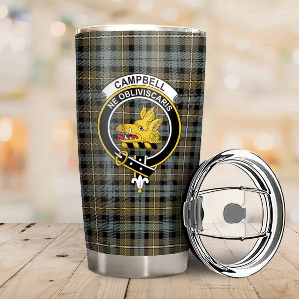 Campbell Argyll Weathered Tartan Crest Tumbler For Sale - Image 2