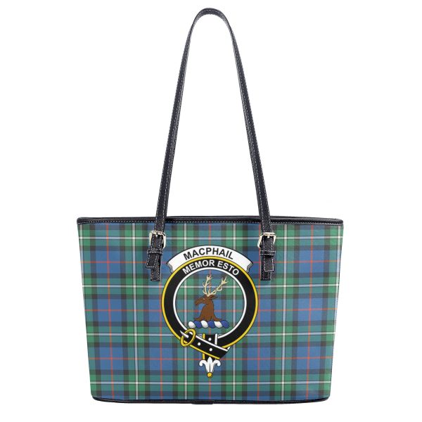 MacPhail Hunting Ancient Tartan Crest Leather Tote Bag For Discount - Image 2