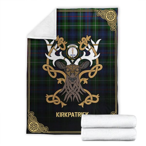 Kirkpatrick Tartan Crest Premium Blanket - Celtic Stag style Supply - Image 4