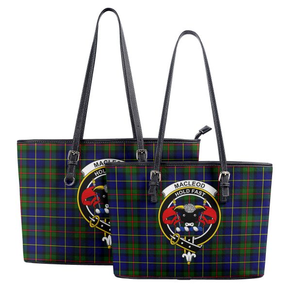 MacLeod of Harris Modern Tartan Crest Leather Tote Bag For Discount - Image 4