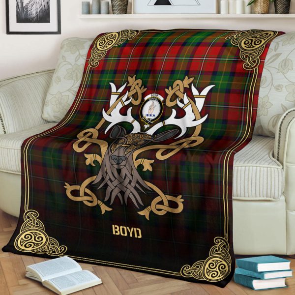 Boyd Modern Tartan Crest Premium Blanket - Celtic Stag style Discount - Image 2