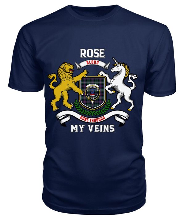 Rose Hunting Modern Tartan Crest 2D T-shirt - Blood Runs Through My Veins Style Online - Image 5