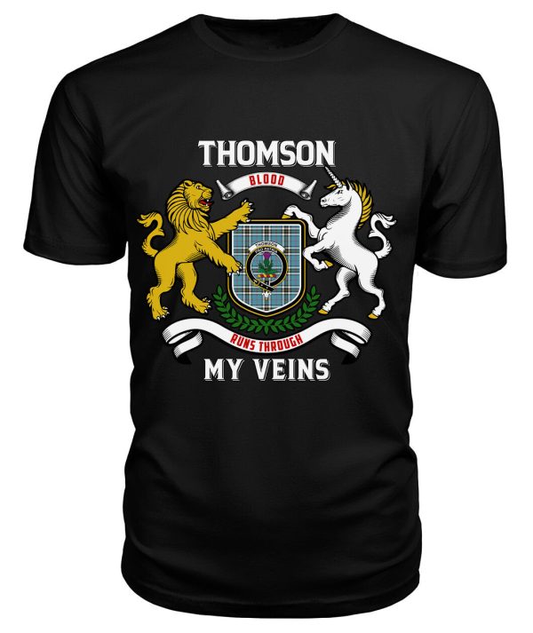 Thomson Blue Tartan Crest 2D T-shirt - Blood Runs Through My Veins Style Online