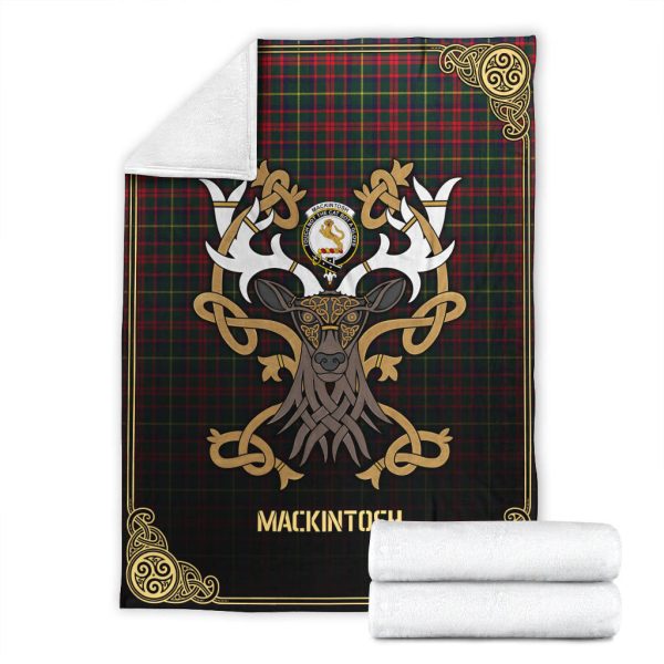 MacKintosh Hunting Modern Tartan Crest Premium Blanket - Celtic Stag style Hot on Sale - Image 4
