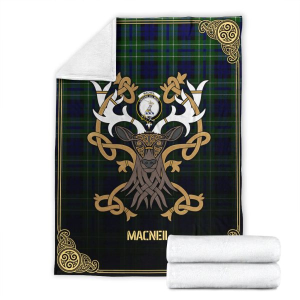 MacNeil of Colonsay Modern Tartan Crest Premium Blanket - Celtic Stag style Hot on Sale - Image 4
