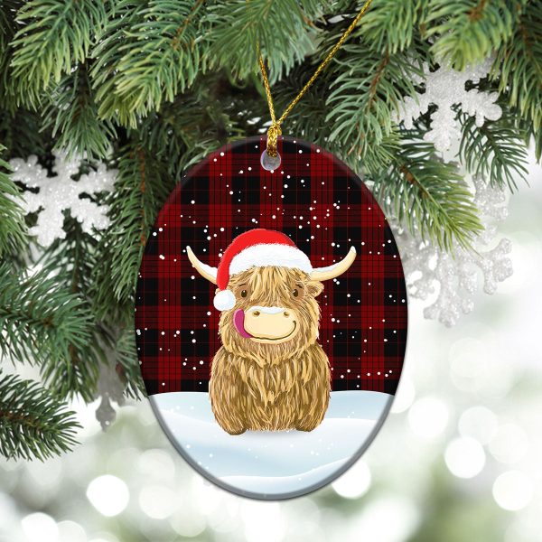 Cameron, Black & Red Tartan Christmas Ceramic Ornament - Highland Cows Style Online - Image 3