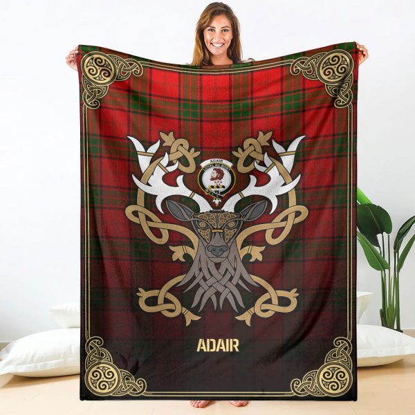Adair Modern Tartan Crest Premium Blanket - Celtic Stag style For Cheap