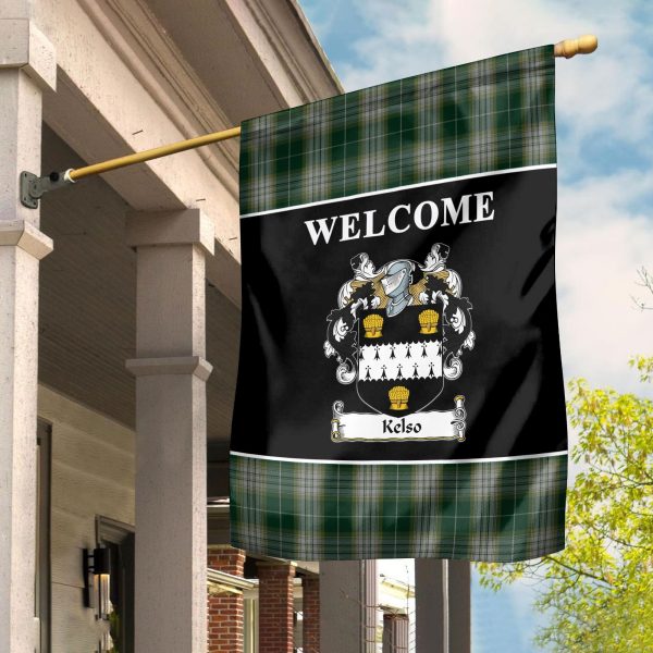 Kelso Tartan Crest Black Garden Flag For Discount
