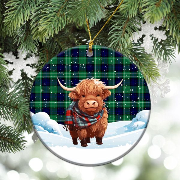 Abercrombie Tartan Christmas Ceramic Ornament - Highland Cows Snow Style Sale - Image 2
