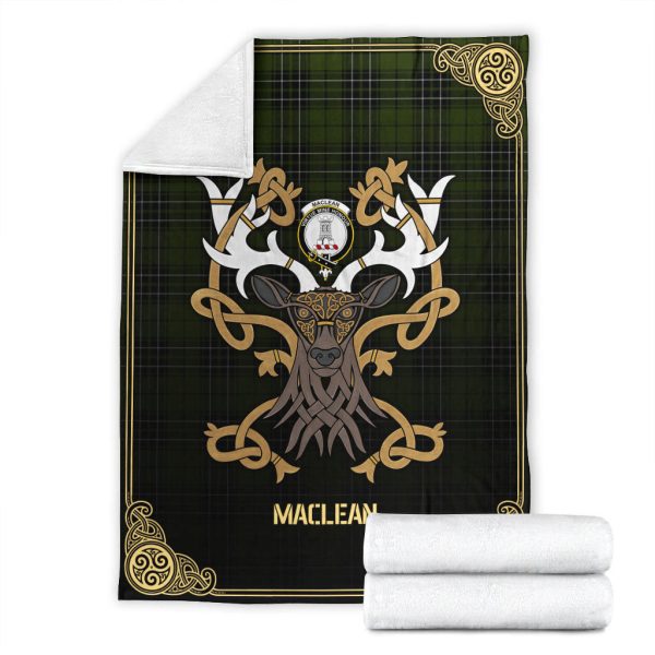 MacLean Hunting Tartan Crest Premium Blanket - Celtic Stag style Sale - Image 4
