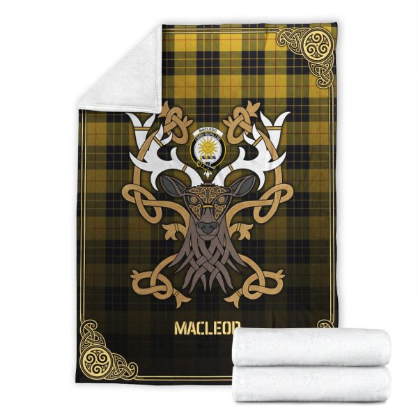 MacLeod of Lewis Ancient Tartan Crest Premium Blanket - Celtic Stag style Online Sale - Image 4