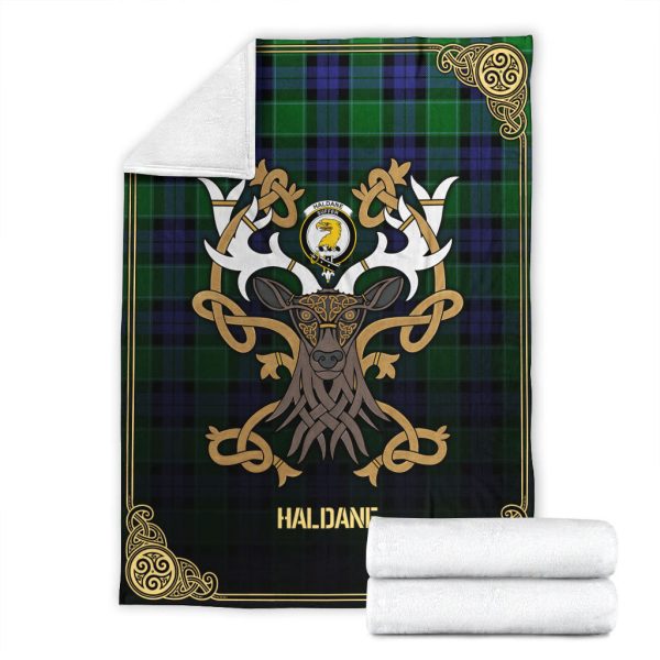 Haldane Tartan Crest Premium Blanket - Celtic Stag style Cheap - Image 4