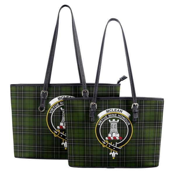 McLean Hunting Tartan Crest Leather Tote Bag Online Sale - Image 4