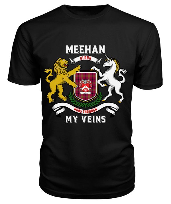 Meehan Tartan Crest 2D T-shirt - Blood Runs Through My Veins Style Hot on Sale