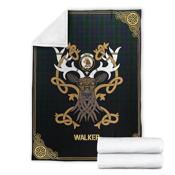 Walker Hunting Tartan Crest Premium Blanket - Celtic Stag style Online - Image 4