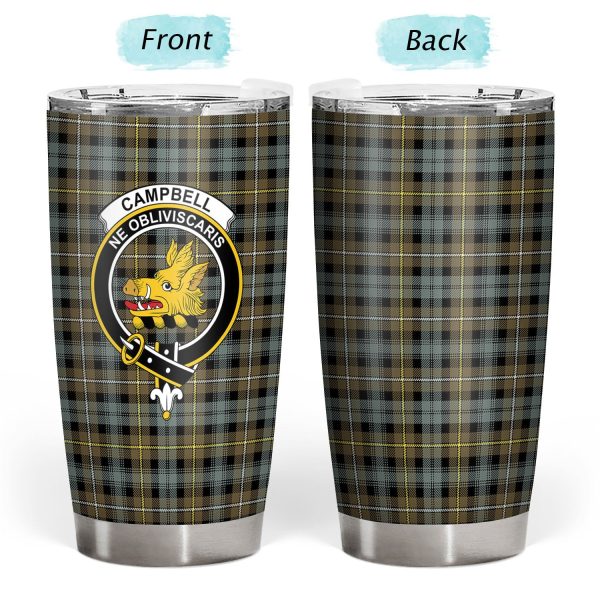Campbell Argyll Weathered Tartan Crest Tumbler For Sale - Image 3
