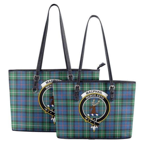 MacPhail Hunting Ancient Tartan Crest Leather Tote Bag For Discount - Image 4