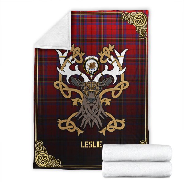 Leslie Modern Tartan Crest Premium Blanket - Celtic Stag style Online Sale - Image 4