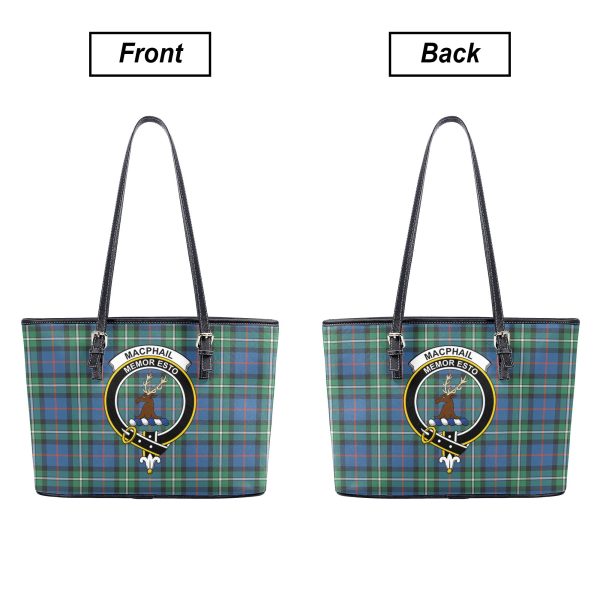 MacPhail Hunting Ancient Tartan Crest Leather Tote Bag For Discount - Image 3