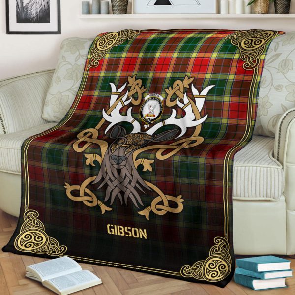 Gibson Tartan Crest Premium Blanket - Celtic Stag style For Discount - Image 2