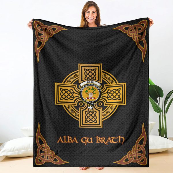 Ross Crest Premium Blanket - Black Celtic Cross Style Discount