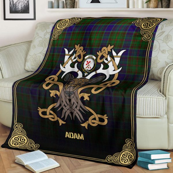 Adam Tartan Crest Premium Blanket - Celtic Stag style Online Sale - Image 2