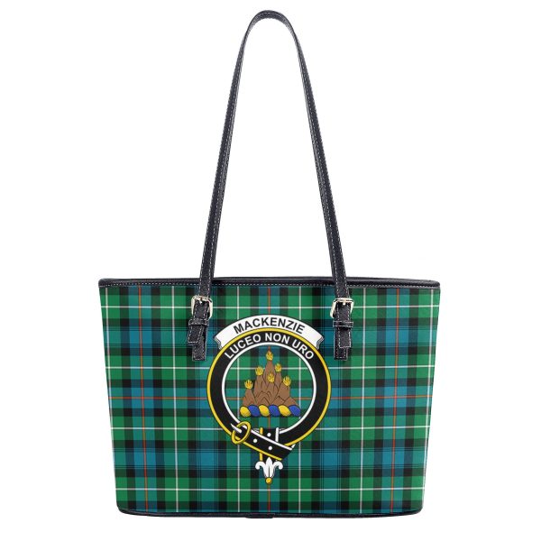 MacKenzie Ancient Tartan Crest Leather Tote Bag Cheap - Image 2