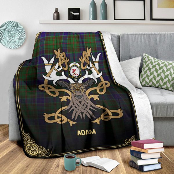 Adam Tartan Crest Premium Blanket - Celtic Stag style Online Sale - Image 3