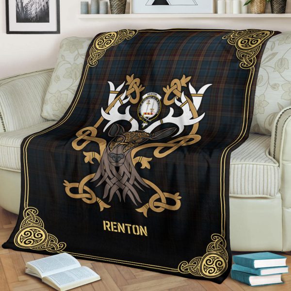 Renton Tartan Crest Premium Blanket - Celtic Stag style For Cheap - Image 2
