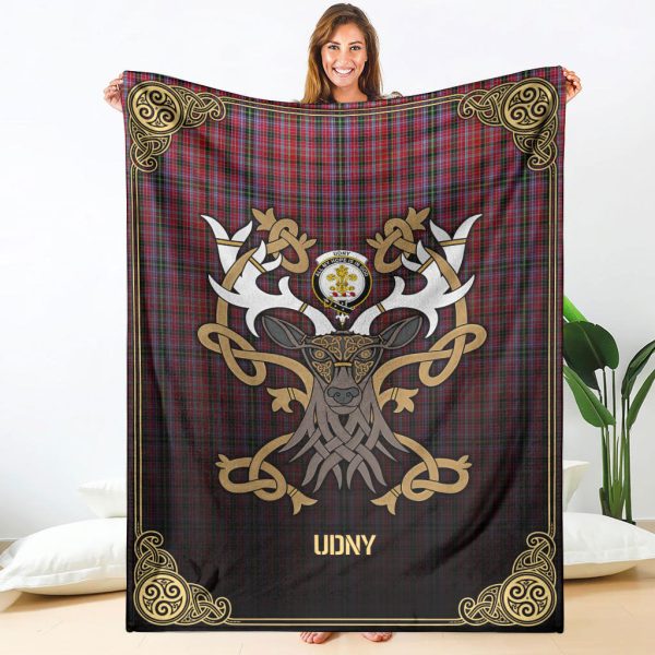 Udny Tartan Crest Premium Blanket - Celtic Stag style Online