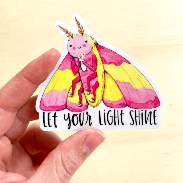 Let Your Light Shine Rosy Maple Moth Sticker Cheap